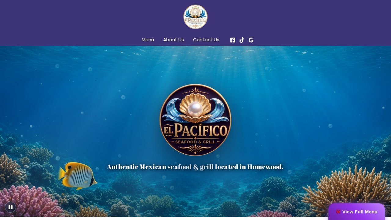 El Pacífico Seafood & Grill website homepage
